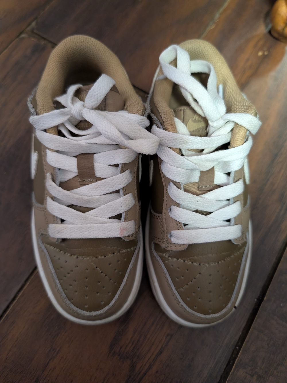 Nike Kids Dunks Sneakers in Tan with White Laces